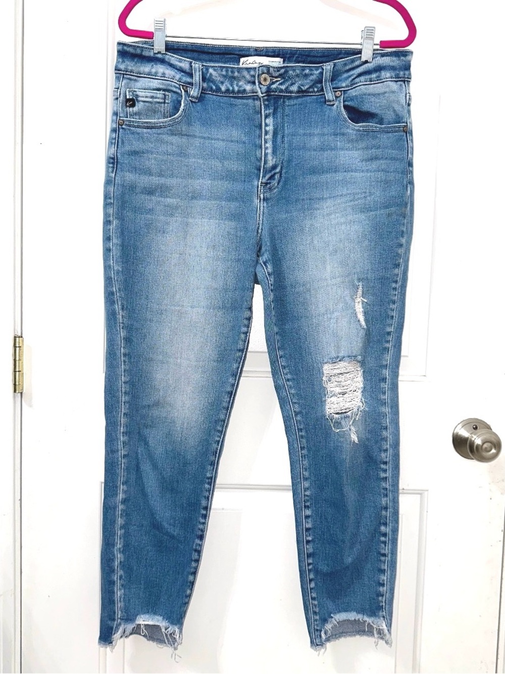 KanCan Plus Size Vintage High Rise Medium Destructed Hem Skinny Jean